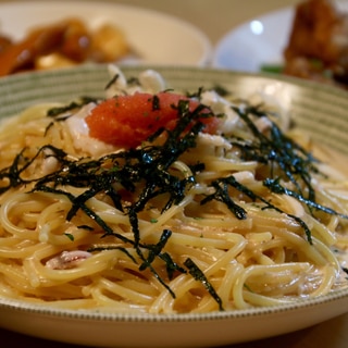 昆布茶が決め手❤️たらこクリームパスタ